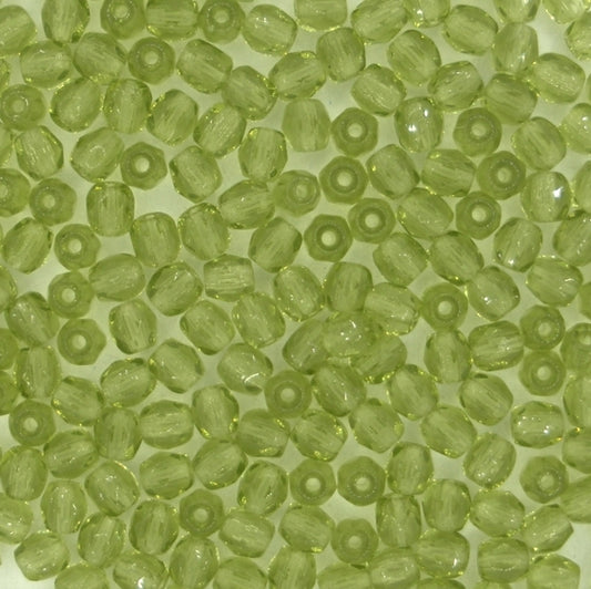 50 x 3mm faceted beads in Dark Olive Green