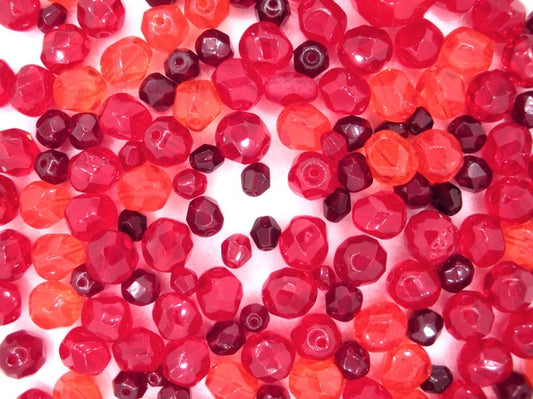 25g of faceted beads in Red from Preciosa