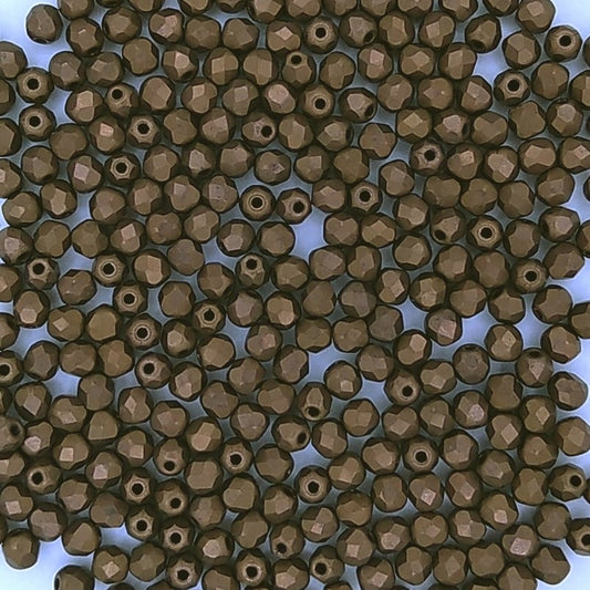 50 x 3mm faceted beads in Matt Dark Bronze