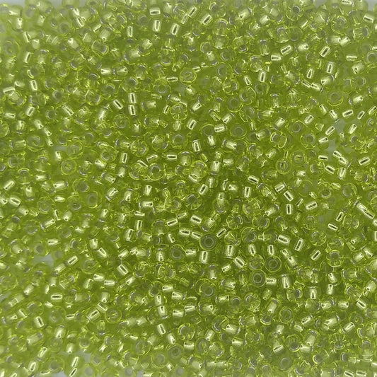 0014 - 10g Size 11/0 Miyuki seed beads in Silver lined Chartreuse