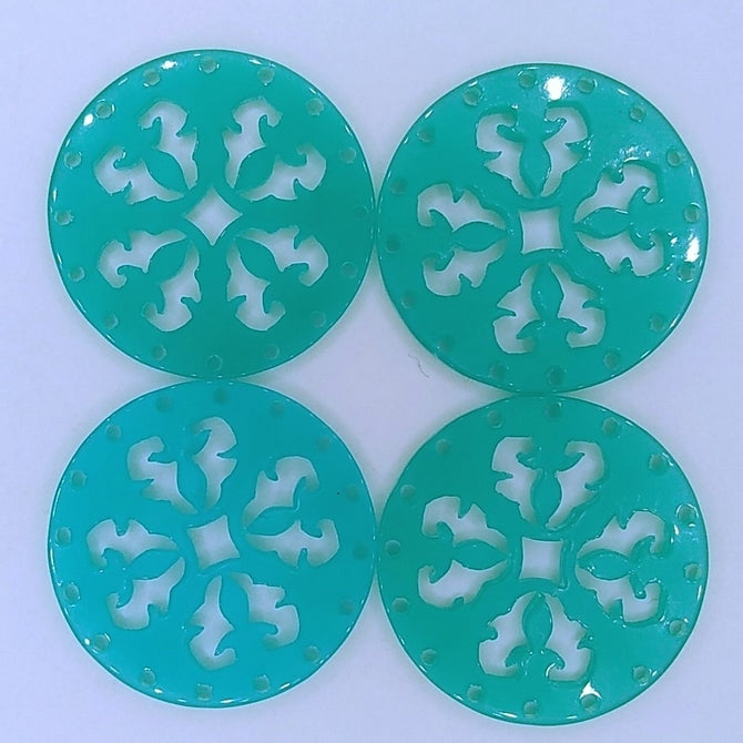 27mm Round Laser Cut Cabochon in Opal Petrol