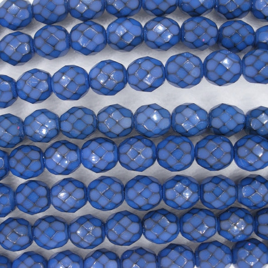 19 x 8mm snake skin beads in Cobalt Blue