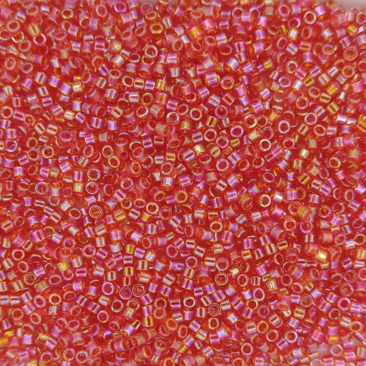 DB0172 - 1g Size 11/0 delicas in Transparent Red AB