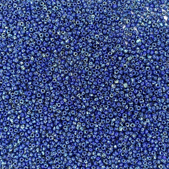 4518 - 50g Size 11/0 Miyuki seed beads in Opaque Cobalt Picasso