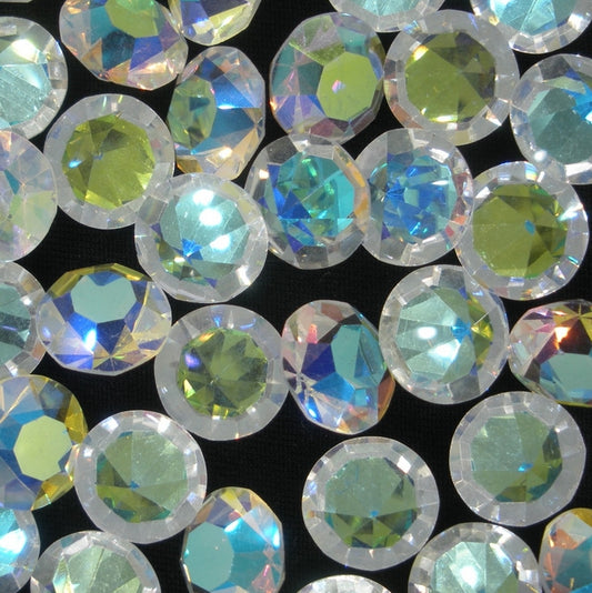 Cab104 - 12mm round chaton in Crystal AB (Vintage)