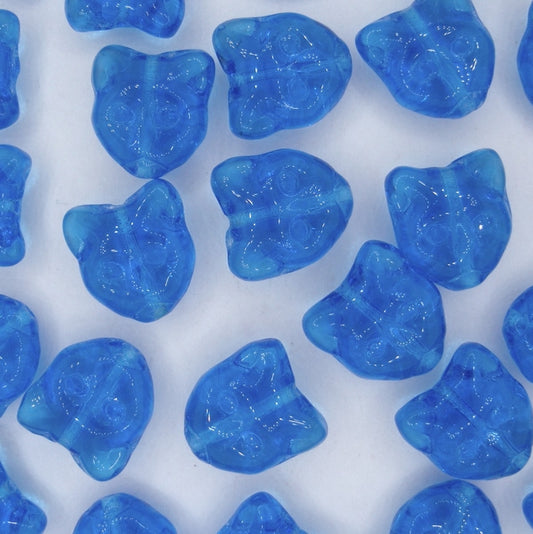 2 x 13mm Cat head beads in Capri Blue