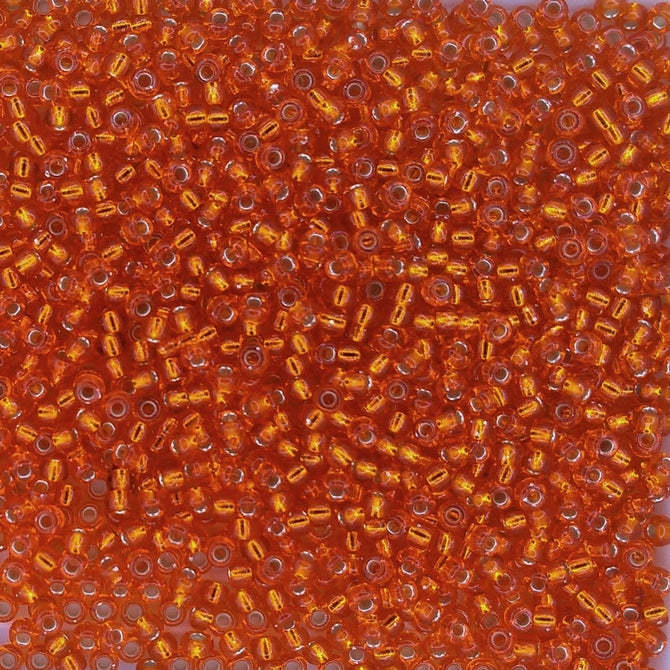 0009 - 10g Size 11/0 Miyuki seed beads in Silver lined Tangerine