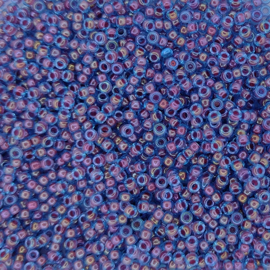 0346 - 50g Size 11/0 Miyuki seed beads in Magenta lined Aqua Lustre