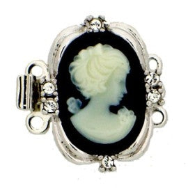 Claspgarten Small Cameo Silver clasp with 3 rows 13847 - 18x14mm