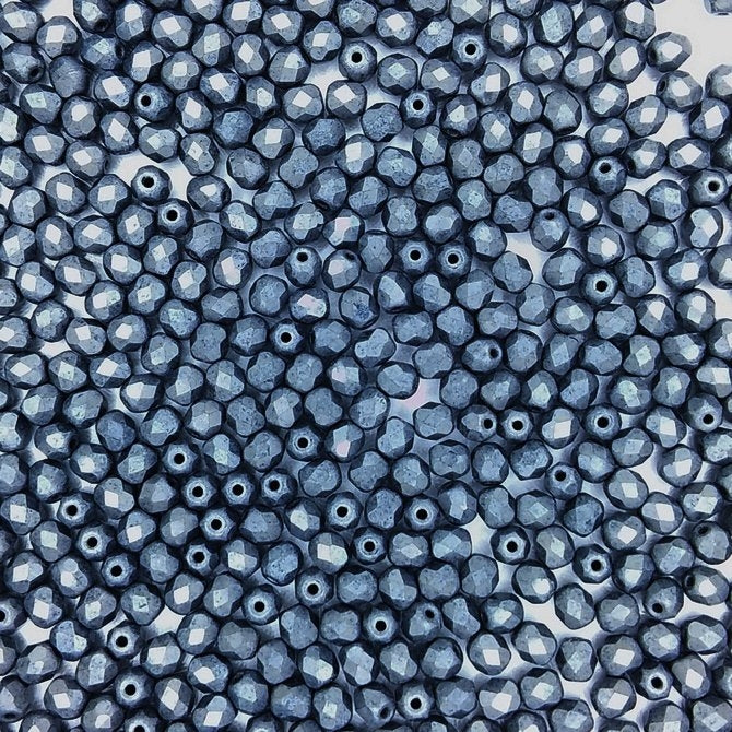 50 x 4mm faceted beads in Matt Gunmetal