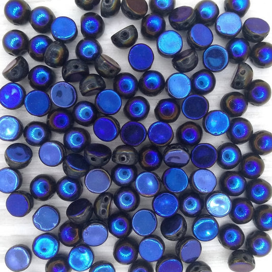 10 x 2 hole cabochon in Full Black Azuro (6mm)