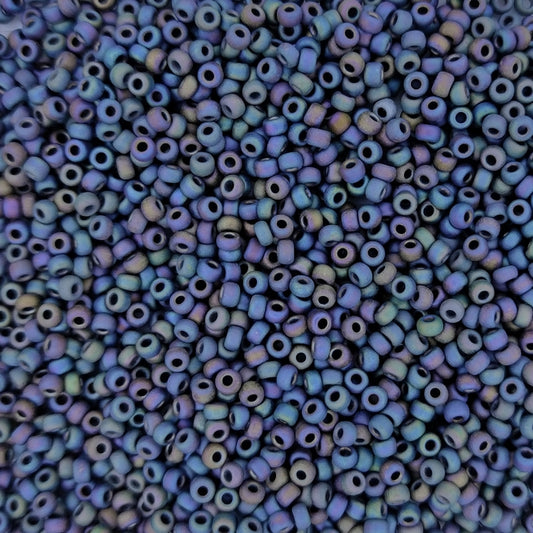 0401FR - 10g Size 11/0 Miyuki seed beads in Matt Black AB