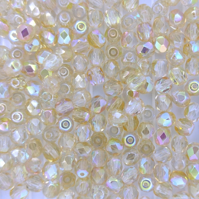 50 x 4mm faceted beads in Yellow Rainbow