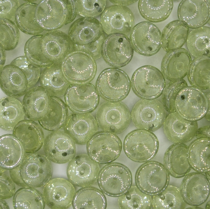 25 x piggy beads in Light Green Lustre