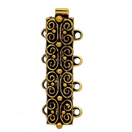 Claspgarten Old Gold clasp with 4 rows 13495 - 25x7mm