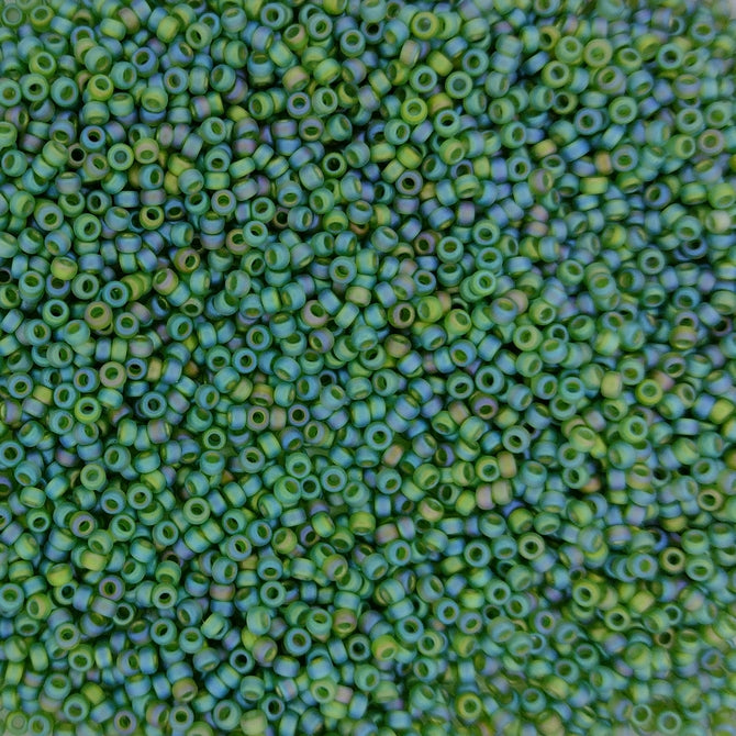 0158FR - 5g Size 15/0 Miyuki seed beads in Matt Transparent Olive AB