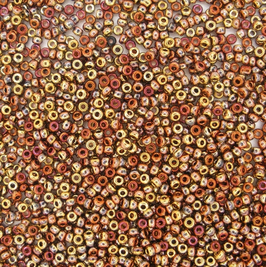 55041 - 10g Size 11/0 Miyuki seed beads in Black/California Gold Rush