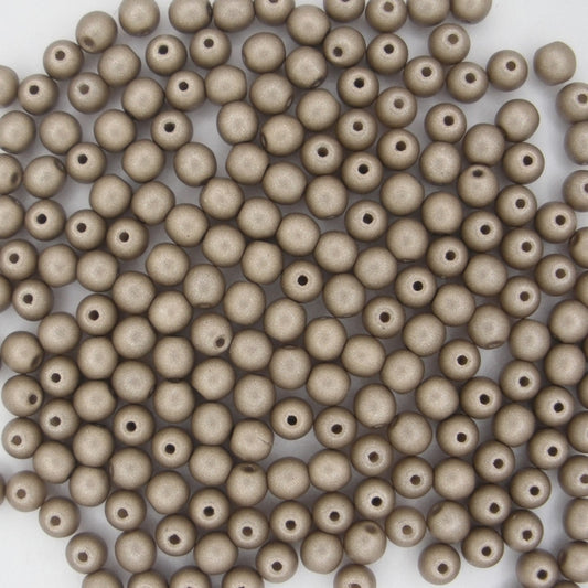 50 x 4mm round beads in Metallic Grey