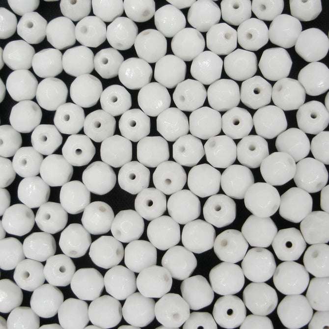 50 x 5mm faceted beads in White Chalk