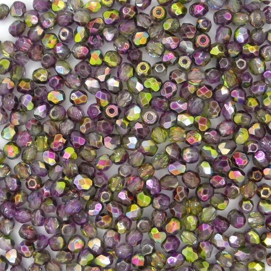 50 x 3mm faceted beads in Magic Orchid