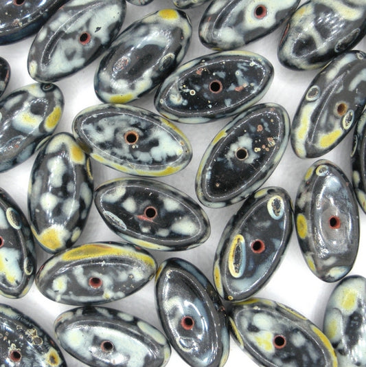 Cab96 - 4 x oval cabochons in Black Picasso (Modern) 9x16mm