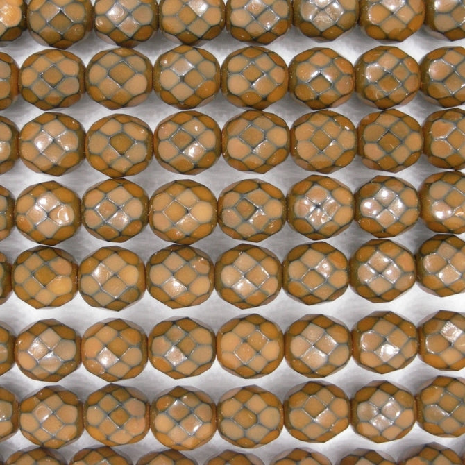 19 x 8mm snake skin beads in Amber