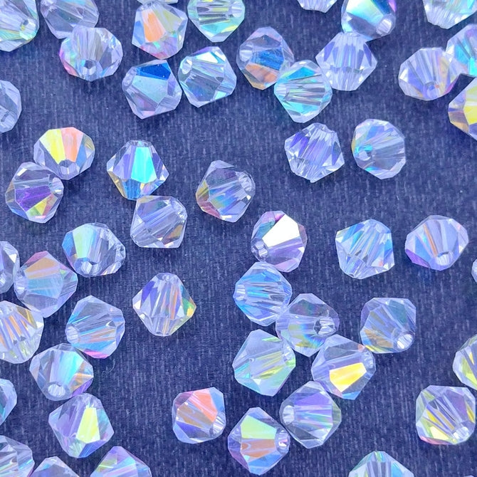 12 x 5mm bicones in Crystal AB (Aurora)