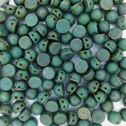 10 x CzechMate cabochons in Turquoise Copper Picasso