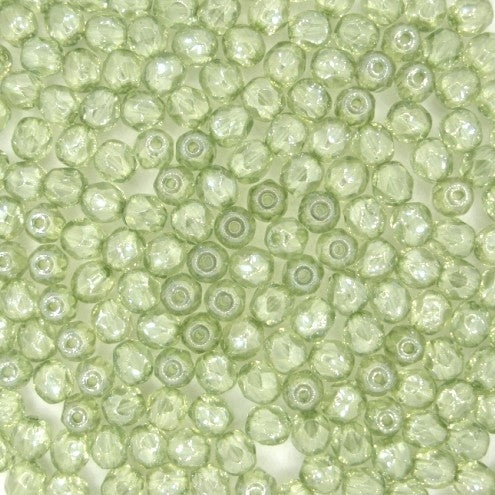 50 x 5mm faceted beads in Green Lustre