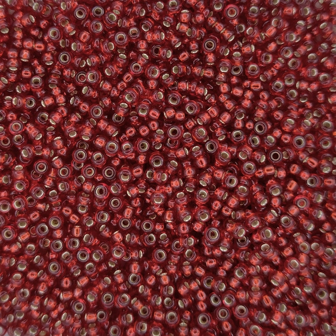 0011D - 50g Size 11/0 Miyuki seed beads in Silver lined Dark Ruby