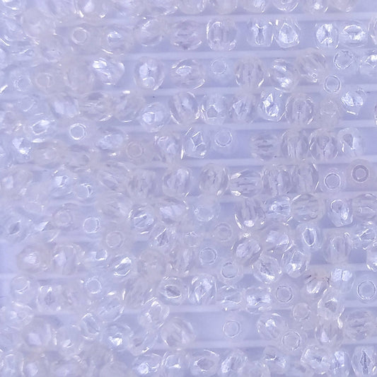 50 x 3mm faceted beads in Crystal Lustre