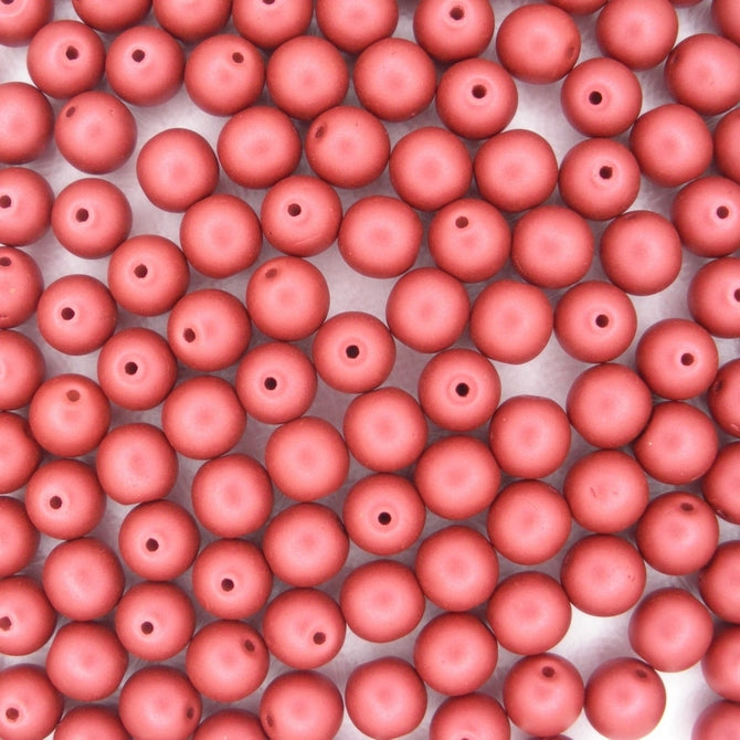 25 x 6mm round beads in Metallic Red