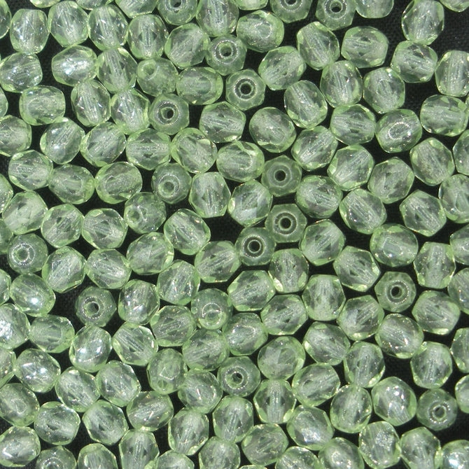 50 x 4mm faceted beads in Light Peridot Lustre