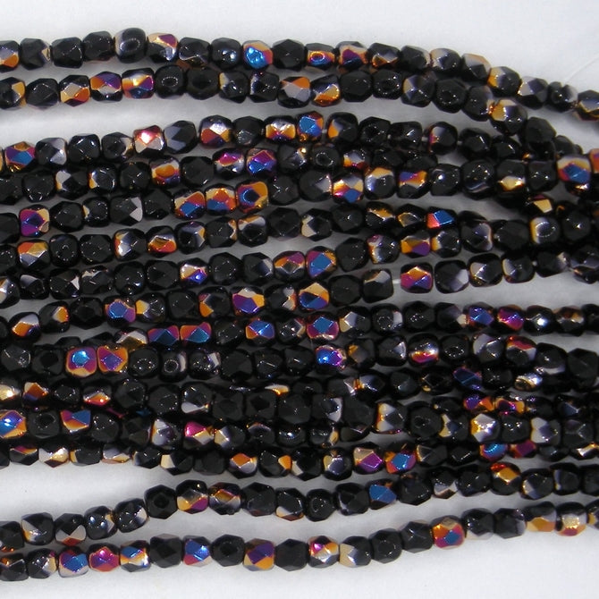 50 x True 2mm faceted beads in Black Sliperit
