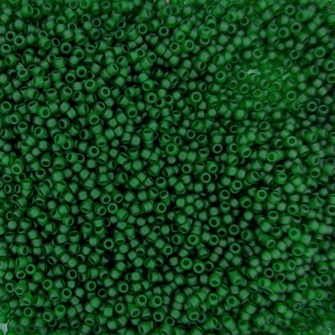 0156F - 5g Size 15/0 Miyuki seed beads in Matt Transparent Dark Emerald