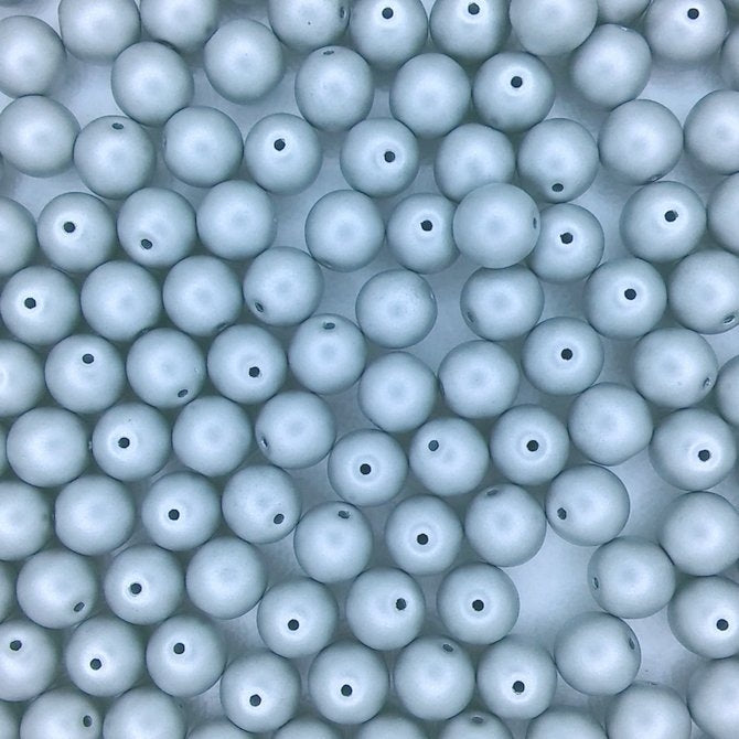 10 x 8mm round beads Metallic Silver