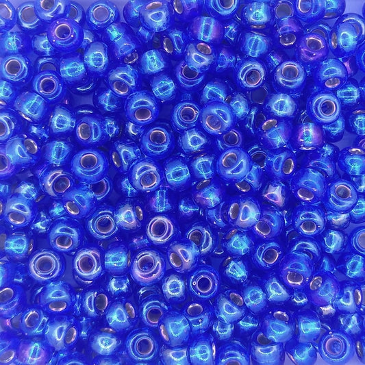 1019 - 10g Size 6/0 Miyuki seed beads in Silver lined Sapphire AB