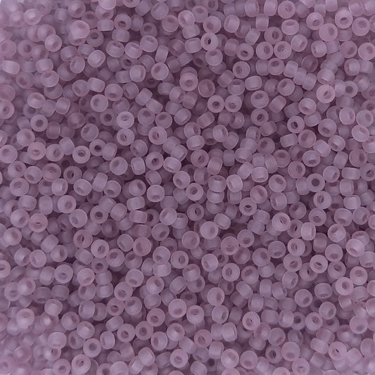 0142F - 10g Size 11/0 Miyuki seed beads in Matt Transparent Smoky Amethyst