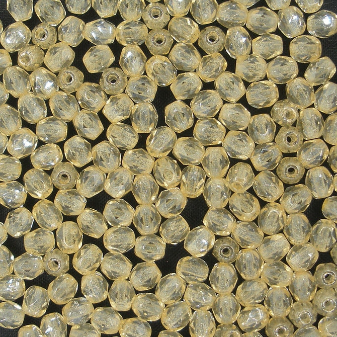 50 x 4mm faceted beads in Pale Lemon Lustre