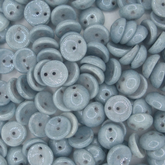 25 x piggy beads in Chalk White/Blue Lustre