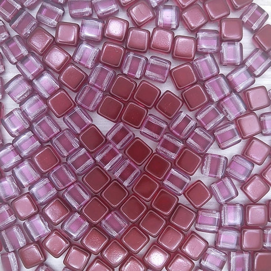 20 x 6mm Czech tiles in Burgundy