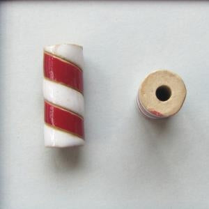 CTB-12-A tube bead in Red and White from Golem Studio