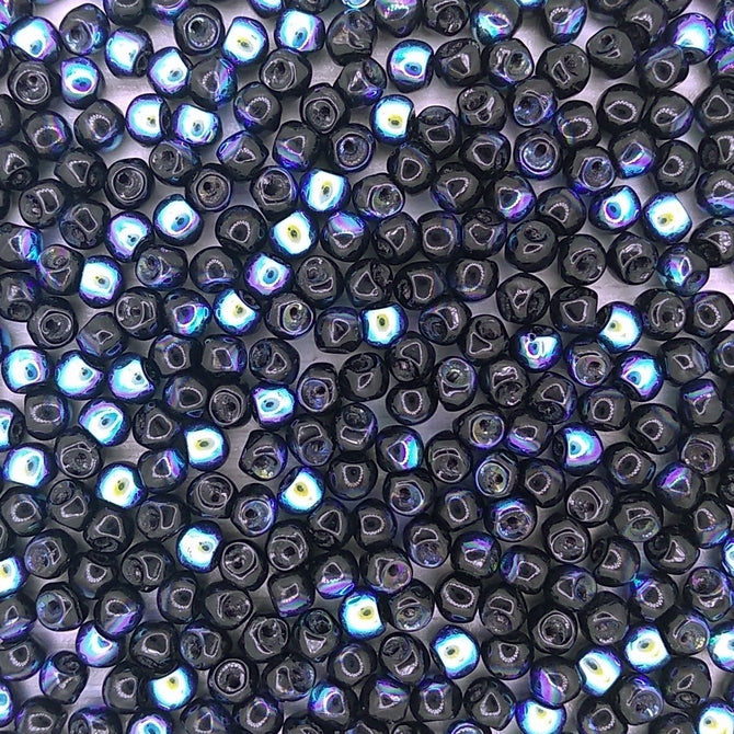 25 x 4mm Mushroom beads in Black AB