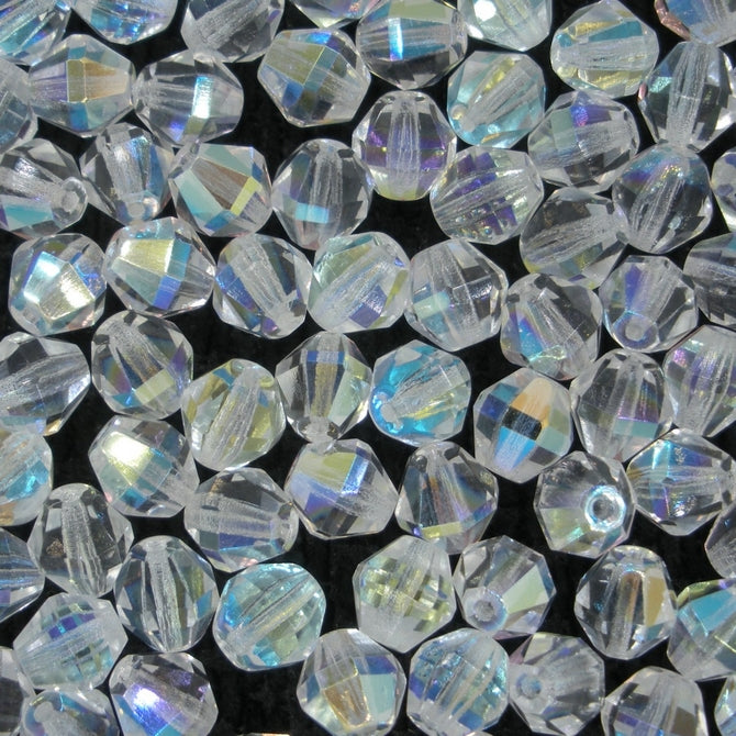 15 x 8mm multifaceted bicones in Crystal Lustre (Czech)