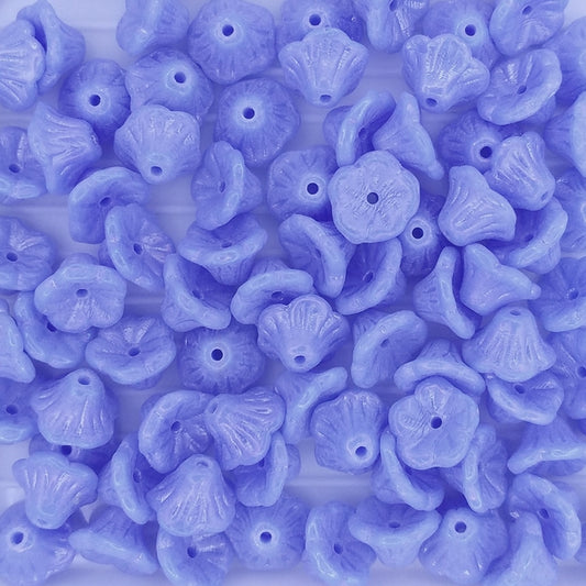 25 x flower cups in Opaque Light Blue Rainbow (7x5mm)