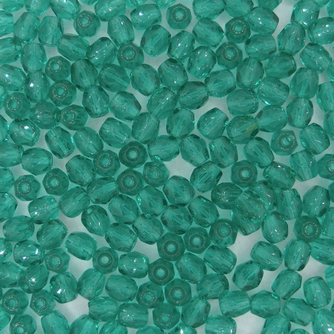 50 x 4mm faceted beads in Sea Green