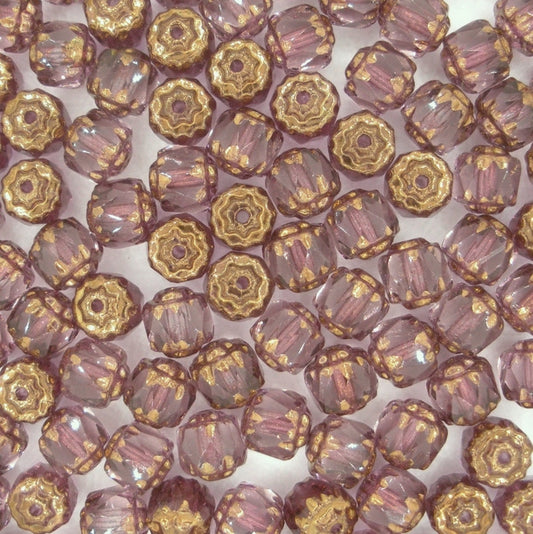 10 x 6mm window beads in Dark Amethyst/Bronze