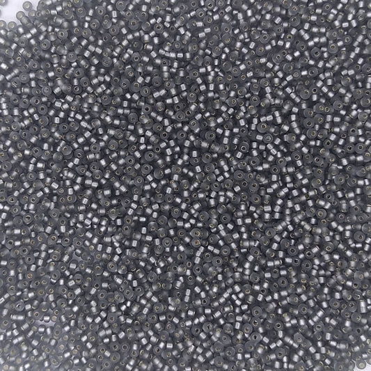 0021F - 5g Size 15/0 Miyuki seed beads in Matt Silver lined Grey