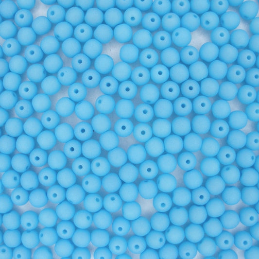 50 x 4mm round beads in Matt Silk Cornflower