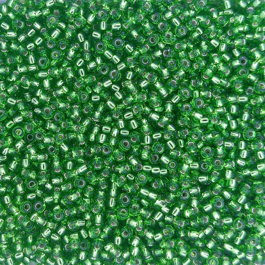 0015 - 50g Size 11/0 Miyuki seed beads in Silver lined Light Green